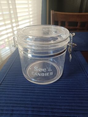 See's Candies Acrylic Metal Latching Canister
